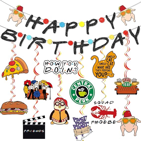 Happy Birthday Banner for Friends Themed Party Decorations Friends Birthday Decorations Friends Party Decorations Friends TV Show Decorations Friendsgiving Decorations