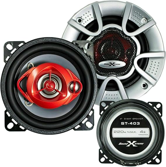 Pair of SoundXtreme 4 in 3-Way 220 Watts Coaxial Car Speakers CEA Rated 2 Speakers