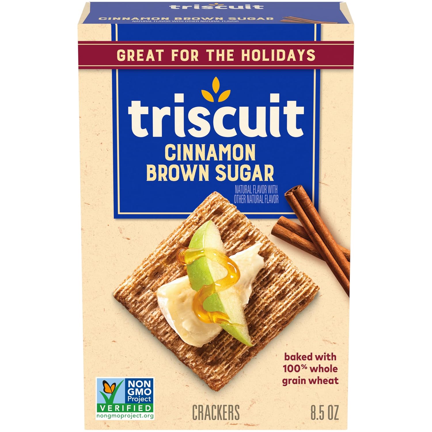 Triscuit Cinnamon Brown Sugar Whole Grain Wheat Crackers, Holiday Crackers, 8.5 oz