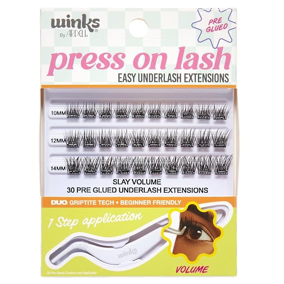 Ardell Winks Press On Eyelash Extensions, Volume - DIY Clusters, 30 Individual Lashes, Natural Look with Applicator, 1 Pack
