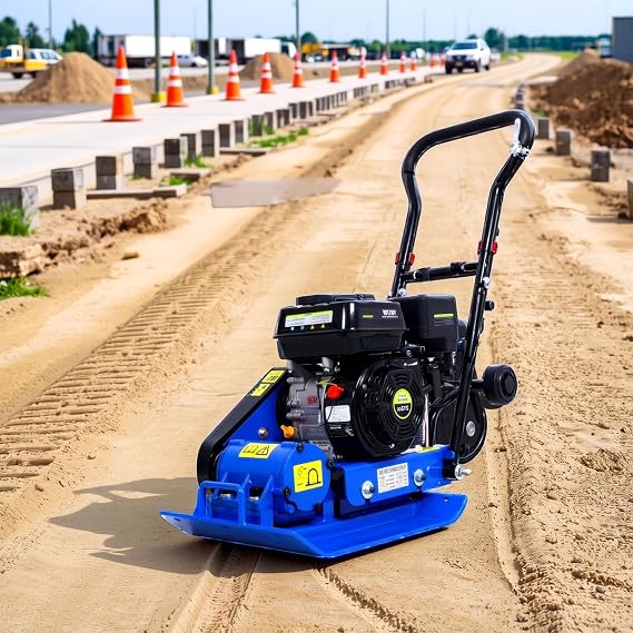 Plate Compactor 212cc 6.5HP Engine, 20"X14" Plate, 5600VPM Exciter Speed, 4,800 ft2 per Hour, Ideal for Soil & Gravel Compaction, Efficient and Durable