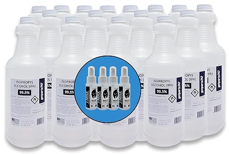 Jellyfish Isopropyl Alcohol USP Grade 99.5% - 16 Liters (More Than 4 Gallons) - Includes 4 Mini Spray Bottles (2 oz Each) - Made in The USA