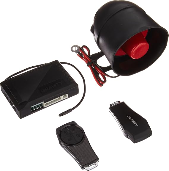 Gravity G1SX Universal 12V Car Alarm & Keyless Entry System - Internal Shock Sensor, Black, Vehicle Security Upgrade for Most Cars and Trucks