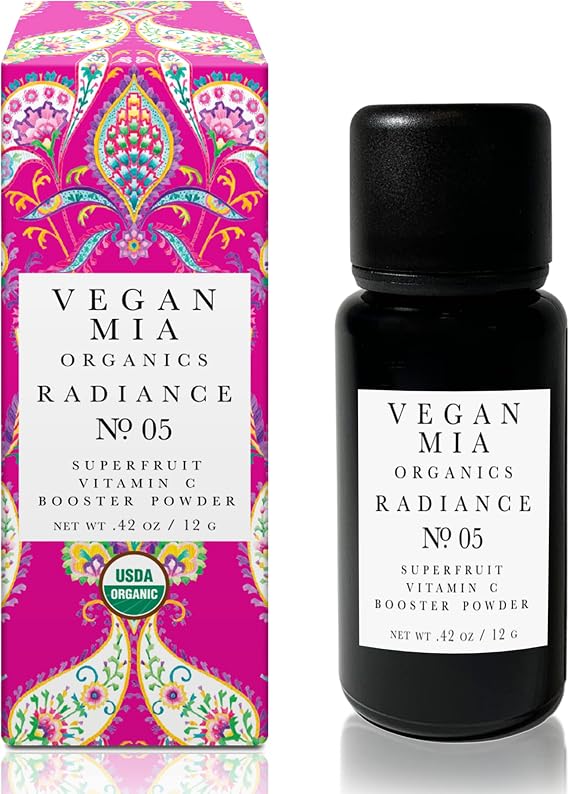 Vegan Mia - USDA Organic Radiance Superfruit Vitamin C Booster Powder, Facial Vitamin C Powder for All Skin Types, Organic Plant-Based Vitamin Powder for Face Skincare, No Synthetics, 12g