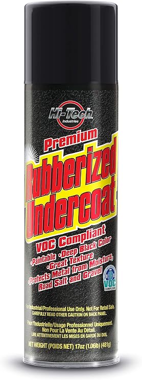Hi-Tech Premium Rubberized Undercoat Spray Rust Prevention, Moisture & Gravel Resistant Paintable, Deep Black Finish 19.4 oz Aerosol VOC Compliant