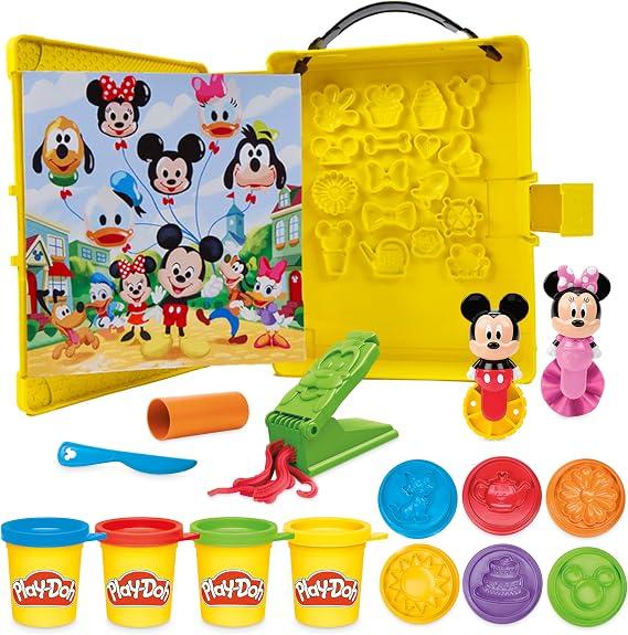 Play-Doh Disney Junior Mickey Mouse Clubhouse, Shape a Story Playset, Storage & Travel, Arts & Crafts Preschool Toys for Kids 2+