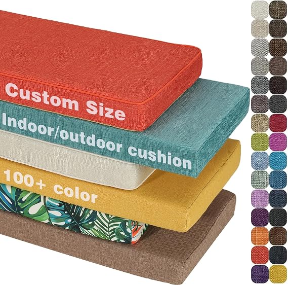 Custom Bench Cushions for Indoor Furniture,Window Seat Cushions Indoor,75D Thickened Foam Bench Seat Cushion with Non-Slip Bottom,Bay Window Cushion,Bench Pads