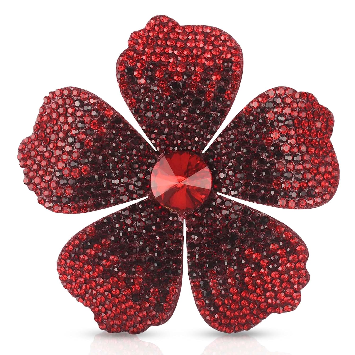 2.9 Inches Created Crystal Hibiscus Hawaiian Flower Hair Clips for Women | Boho Braids Artificial Flower Clips for Hair | Elegant Headdress Bobby Pins & Flowers Accessories for Women, Red