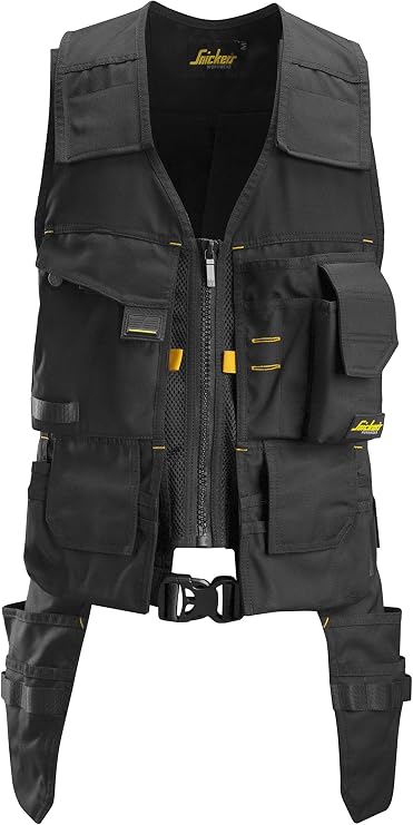 Snickers Workwear U42500404 Allround Work Tool Vest for Men, Durable Utility Vest with Multiple Pockets, Adjustable Fit, Black - Small