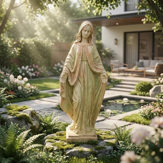 Virgin Mary Statue, Outdoor 32 Inch Tall Large Religious Garden Statue, Blessed Mother Outdoor Statue, Virgen De Guadalupe Statues for Yard, Patio, Home Decor