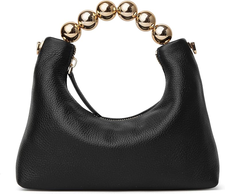 DORIS&JACKY Top Handle Leather Clutch Purse, Women Designer Pearl Tote Bag