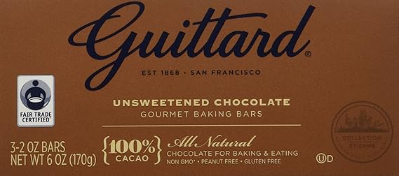 Guittard, 100% Unsweetened Chocolate Baking Bar, 6oz Package (Pack of 4)4