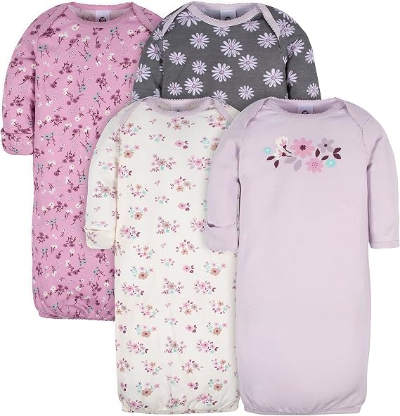Gerber Baby Girls' 4-pack Sleeper Gown