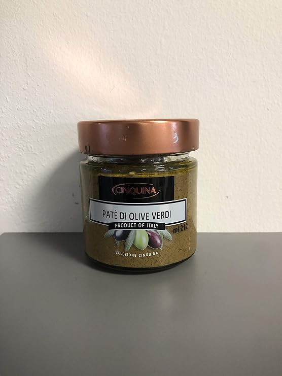 Italy's Green Olives Pate, Cinquina Selection Green Olives, Imported From Italy, 7.05 OZ
