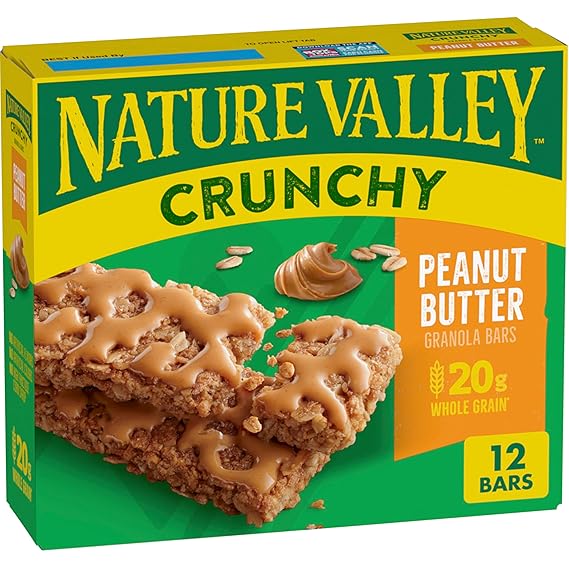 Nature Valley Crunchy Granola Bars, Peanut Butter, 12 ct, 8.94 oz | Whole Grain Oats with Creamy Peanut Butter, 20g Whole Grain per Serving, No Artificial Flavors or Colors