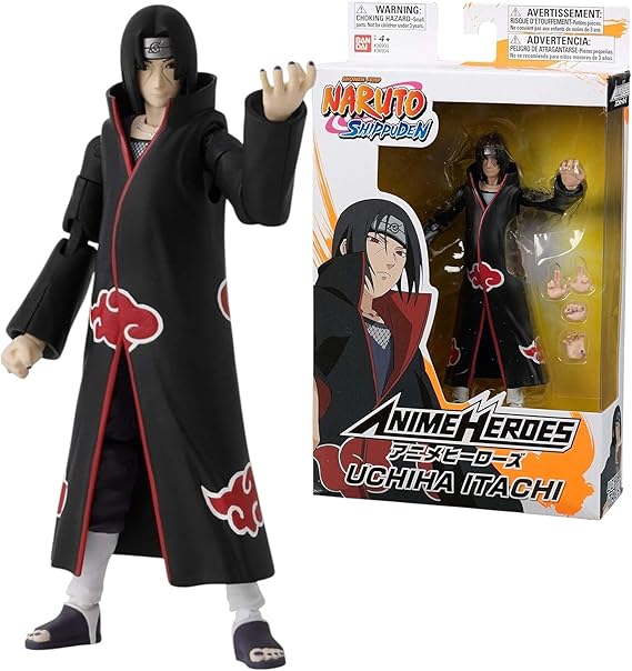 Anime Heroes Official Naruto Shippuden Action Figure - Itachi Uchiha - Poseable Action Figure with Swappable Hands and Accessories