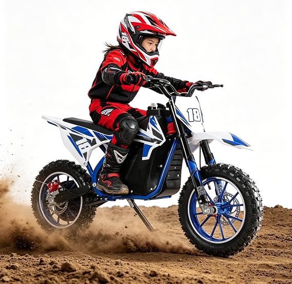 Electric Dirt Bike Dirtbike, Off Road Mini Motorcycle Motocross, 350W Electric Pocket Motorbike with High-Performance Motor and Battery, 10 Inch Tires, Maximum Speed 25KM/H Blue