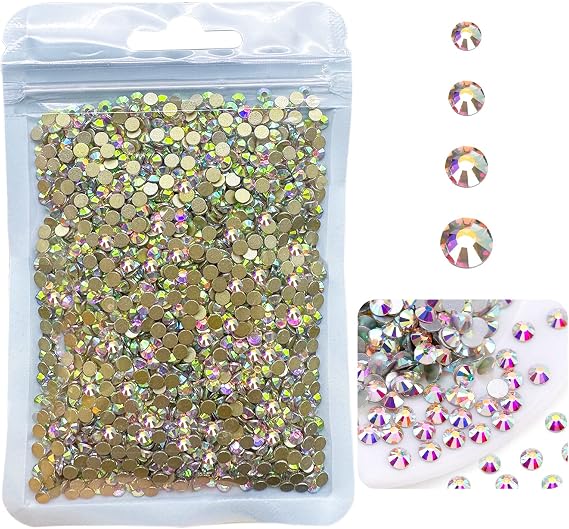 4320Pcs SS12 Flatback Rhinestones for Crafts Bulk-Glass Crystals AB Craft Gems Jewels Diamonds Stone 3.2mm-Iridescent Gems for Nails Dance Costumes Clothes Shoes Tumblers Bling DIY Wholesale HINABTRU
