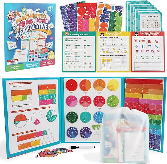Magnetic Fraction Playbook Math Manipulatives Visual Education Montessori