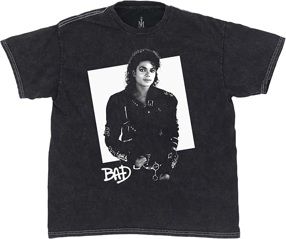 Ripple Junction Michael Jackson Mens Short Sleeve T-Shirt Bad Album King of Pop Vintage Mineral Wash Officially Licensed