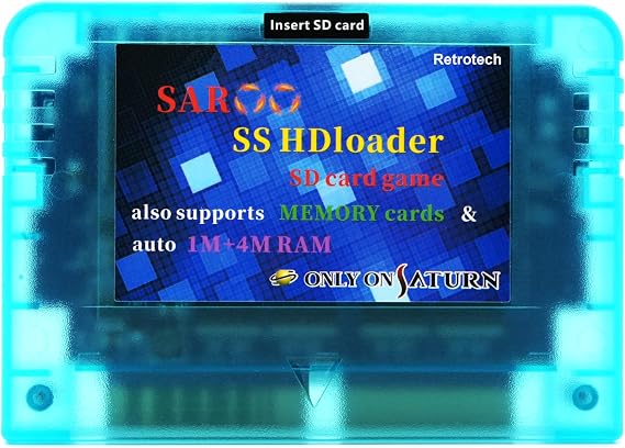 Retrotech Only On Saturn Saroo HD Loader 520 Games in 1 Flash Cart 256gb - Transparent Blue