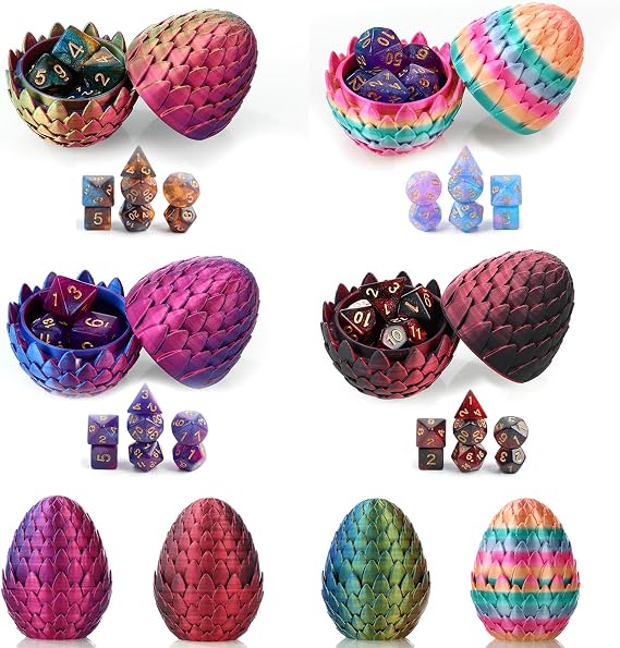 28-Piece DND Dice Set with 4Pcs 3D Printed Dragon Eggs | Fidget RPG Polyhedral Dice, Ideal Party Favors for DND & MTG Tabletop Games