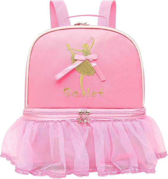Dorlubel Cute Ballet Dance Backpack Tutu Dress Dance Bag with Key Chain Girls