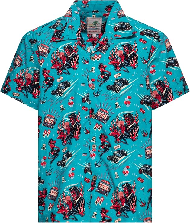 King Kerosin Rockabilly Hot Devil Men's Hawaiian Shirt