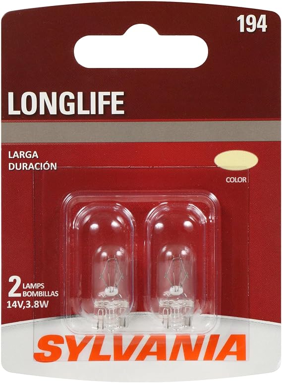SYLVANIA - 194 Long Life Miniature - Bulb, Ideal for Interior Lighting - Trunk, Cargo and License Plate (Contains 2 Bulbs)