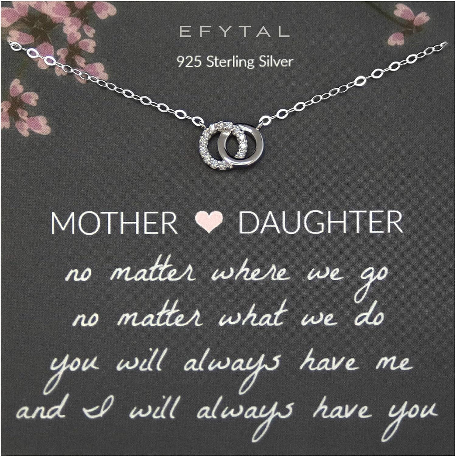 EFYTAL Mother Daughter Necklace, 925 Sterling Silver Mom Daughter Gifts, Mom Necklace for Women, Mother of the Bride Gifts