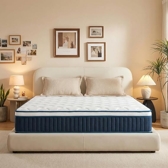 Queen Mattress 12 Inch, Medium Firm Hybrid Mattress with Memory Foam and Pocket Springs for Motion Isolation, Edge Support, Enhanced Lumbar Support