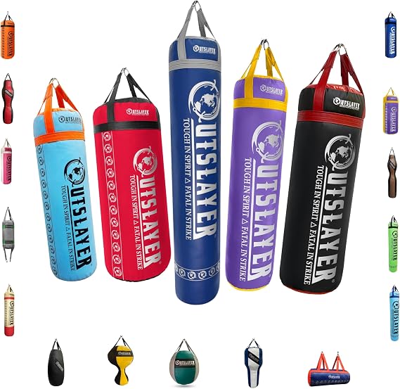 Outslayer NEW Custom Heavy Punching Bag for Boxing - Unfilled/Soft Filled, 80 lb, 100 lb, 150 lb XXL Wide, 6ft Muay Thai 130 lb with Optional Mounting Hardware Kit