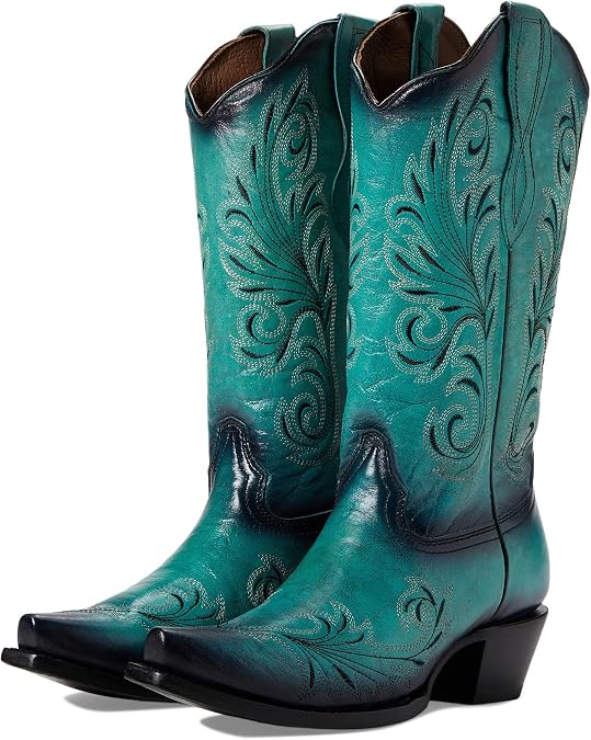 Corral Boots Womens Embroidered Snip Toe Pull On Casual Boots Mid Calf Mid Heel 2-3"