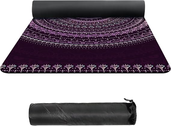 nuveti Suede TPE Yoga Mat High Density Non Slip Yoga Mats with Carrying Bag,72"x32" Extra Thick 8MM Exercise & Workout Mat for Yoga, Pilates and Fitness