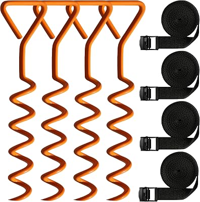 Trampoline Stakes Tent Garden Stake Heavy Duty Trampoline Parts Tent Canopies, Carports,Swing Sets Stake Corkscrew Shape Steel Stakes Anchor Kit