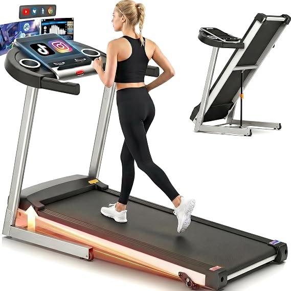 FUNMILY Walking Pad Treadmill with Incline - 3.5HP Foldable Treadmills with 10" HD WiFi Touchscreen, 350 LBS Capacity Smart Running Machine with HiFi Speakers, Popular Apps & Interactive Entertainment