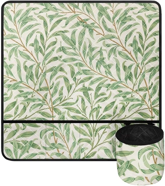ZCFYGDX Sewing Machine Vibration Mat - 25 x 24 in Waterproof & Durable Muffling Pad for Table, Reduces Noise & Sliding (Fits Most Sewing Machines Brother Singer) Fresh Green Willow Leaf Print
