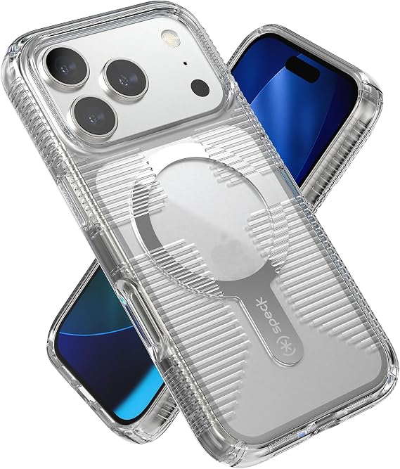 Speck GEMSHELL Grip +MS Case for iPhone 17 Pro - Clear/Clear | Slim Protective Grip | Drop Protection | MagSafe Compatible