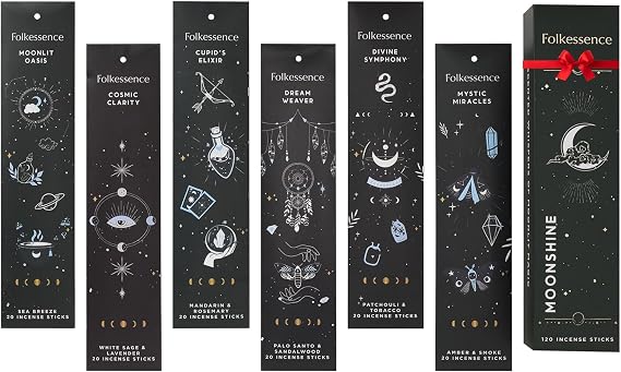 Folkulture Premium Incense Sticks Patchouli, Palo Santo, Pack of 6-120 | Non Toxic, No Charcoal, Organic, 45 Mins Long Burning Insence-sticks for Home, Cleansing Negative Energy, Aromatherapy, Gifts