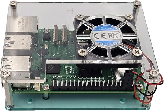 Micro Connectors Acrylic Stackable Raspberry Pi 5, Pi 4 & Pi 3 Case with Fan- Clear (RAS-PCS06)