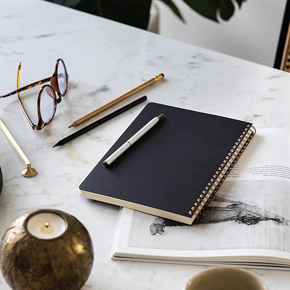 A5 Black Kraft Cardboard Cover 70 Leaves 110 grams Striped Notepad