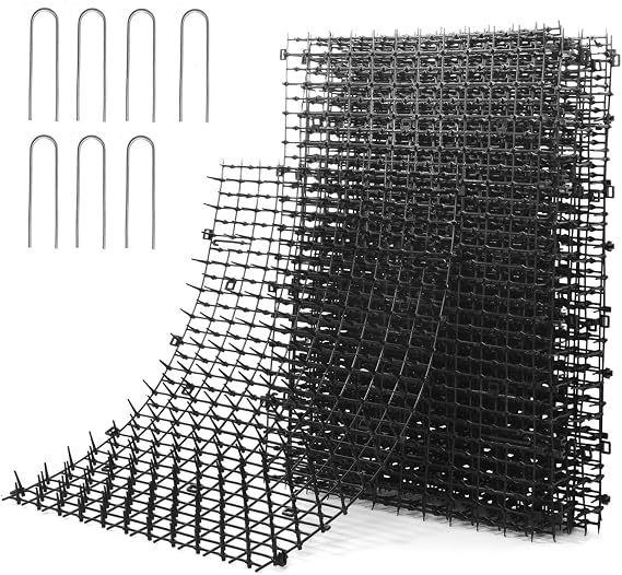Pomeat 10 PCS Scat Mat for Cats Indoor 16" x 12" with Spikes Sprickle, Digging Deterrent for Dogs, Outdoor for Garden and Fence with 7 Staples