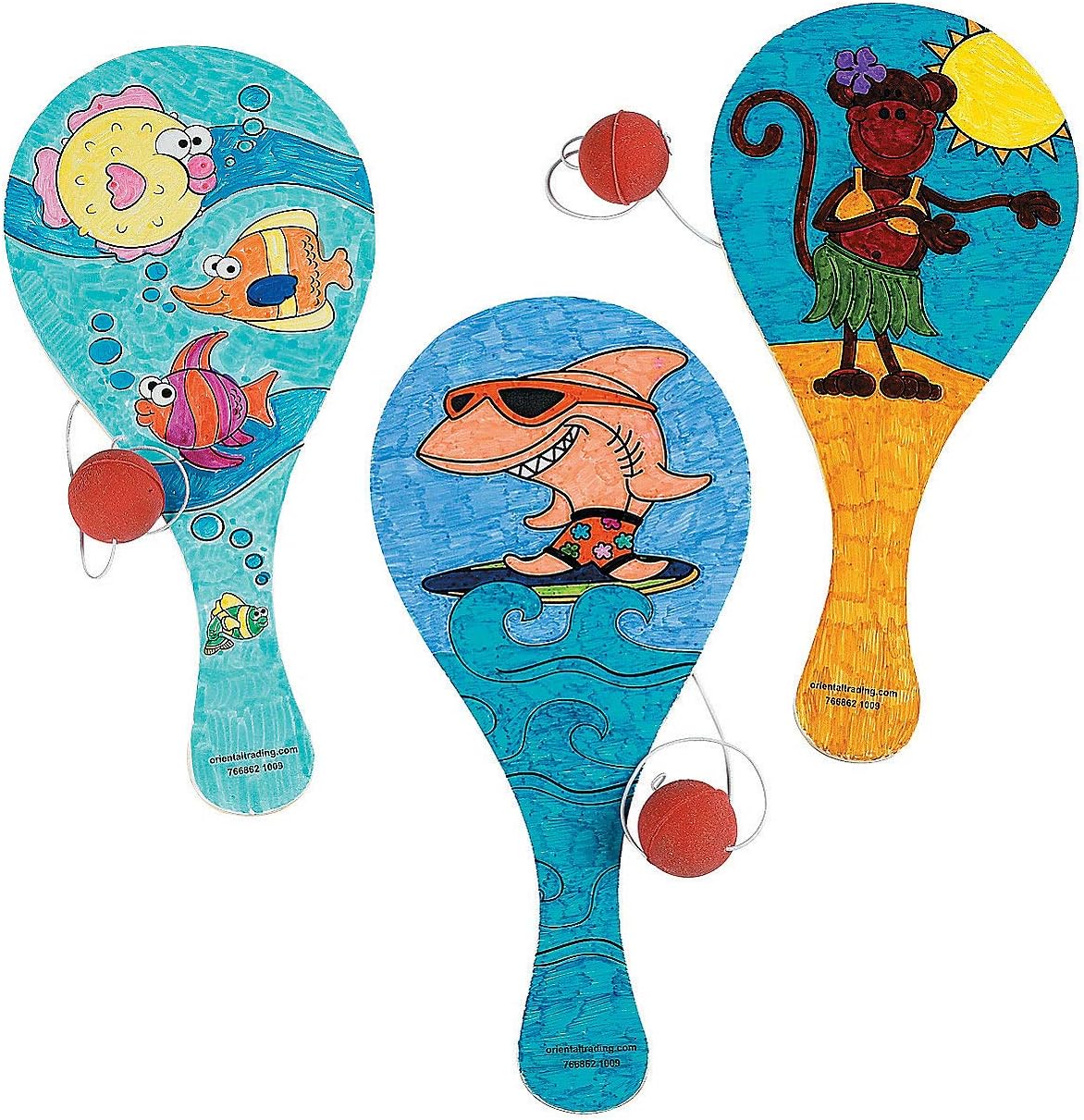 Color Your Own Tropical Paddleball Games - Crafts for Kids and Fun Home Activities