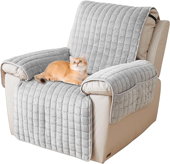Lovehavren Premium Washable Quilted Recliner Slipcover (Grey, 23")