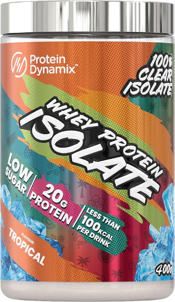 Protein Dynamix - Clear Whey Protein Isolate - Tropical Flavour - Low Sugar • Less Than 90 Calories per Serving • 400g