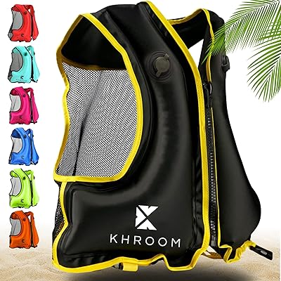 Khroom Inflatable Snorkel Vest for Adults and Teens | Swim Flotation Vest for 60-75 Height | 90-190 lbs Fit Range | V2 2026 Model | Buoyancy Jacket for Snorkeling & SUP Swim Aid