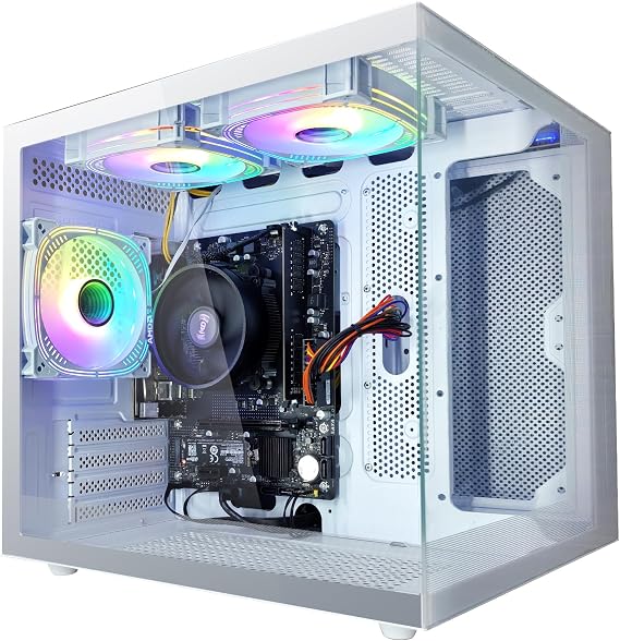 suevery Gaming Desktop Computer 16G Memory 1TB SSD AMD Ryzen7 5700G 8Core CPU Integration Radeon Vega Graphics Wi-Fi Prebuilt Gamer PC White