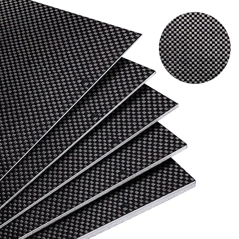Kalolary Carbon Fiber Board Plate, 3K Real Carbon Fiber Sheets Available in 0.5mm-5mm Plain Weave Twill Weave Carbon Fiber Sheets 100% Glossy Surface Carbon Fiber Sheet (Plain Weave, 240 * 240 * 4mm)