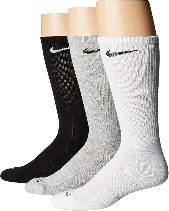 Nike Everyday Plus Cushion Crew Socks 3-Pair Pack Multicolor LG (US Men's Shoe 8-12, Women's Shoe 10-13)