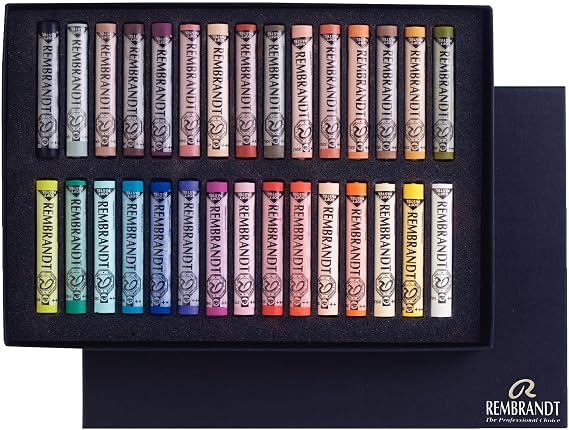 Rembrandt Royal Talens Soft Pastels General Wood Box Set, 30 Stick